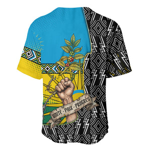 Rwanda Independence Day Unite Paix Progres Baseball Jersey African Geometric Pattern - Power Fist And Coffee Branch Art