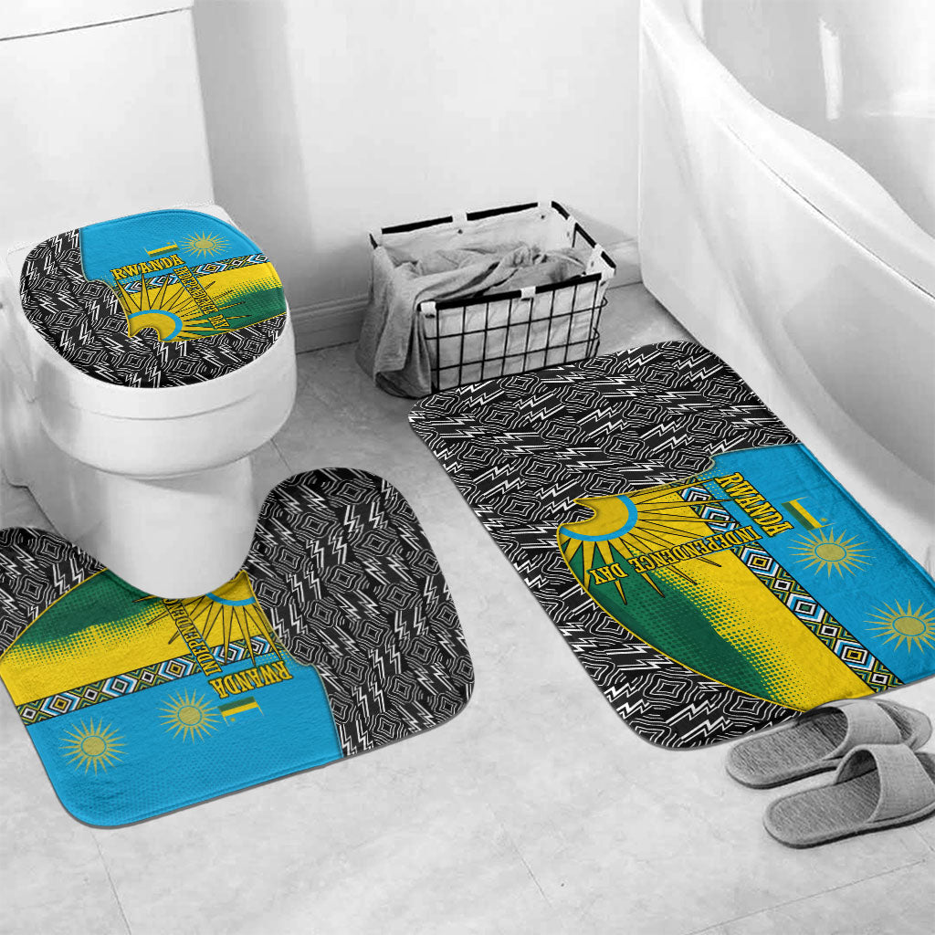 Rwanda Independence Day Unite Paix Progres Bathroom Set African Geometric Pattern - Power Fist And Coffee Branch Art