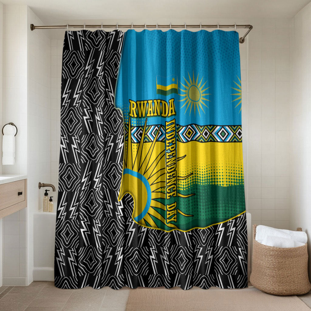 Rwanda Independence Day Unite Paix Progres Bathroom Set African Geometric Pattern - Power Fist And Coffee Branch Art