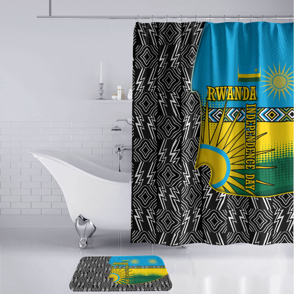 Rwanda Independence Day Unite Paix Progres Bathroom Set African Geometric Pattern - Power Fist And Coffee Branch Art