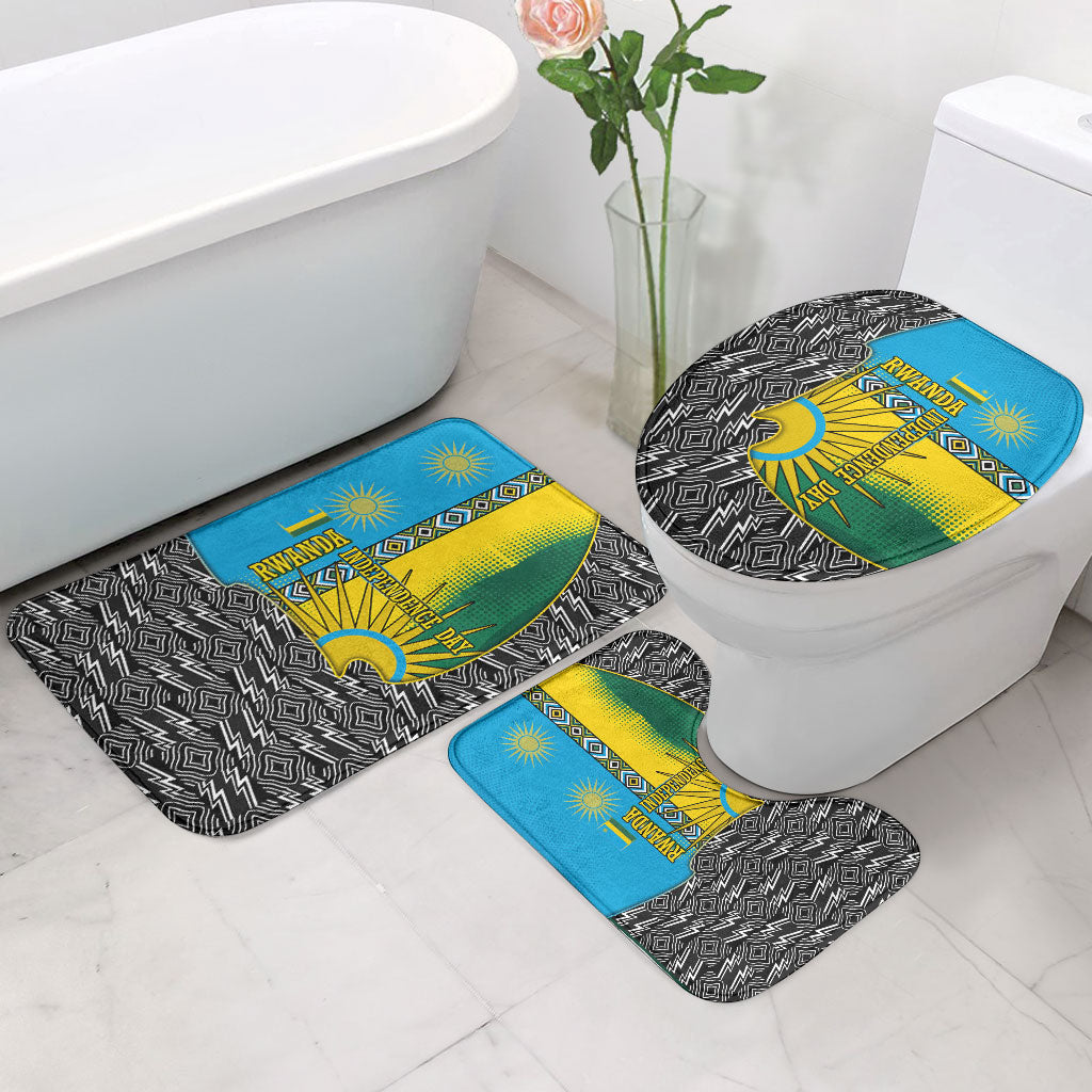 Rwanda Independence Day Unite Paix Progres Bathroom Set African Geometric Pattern - Power Fist And Coffee Branch Art