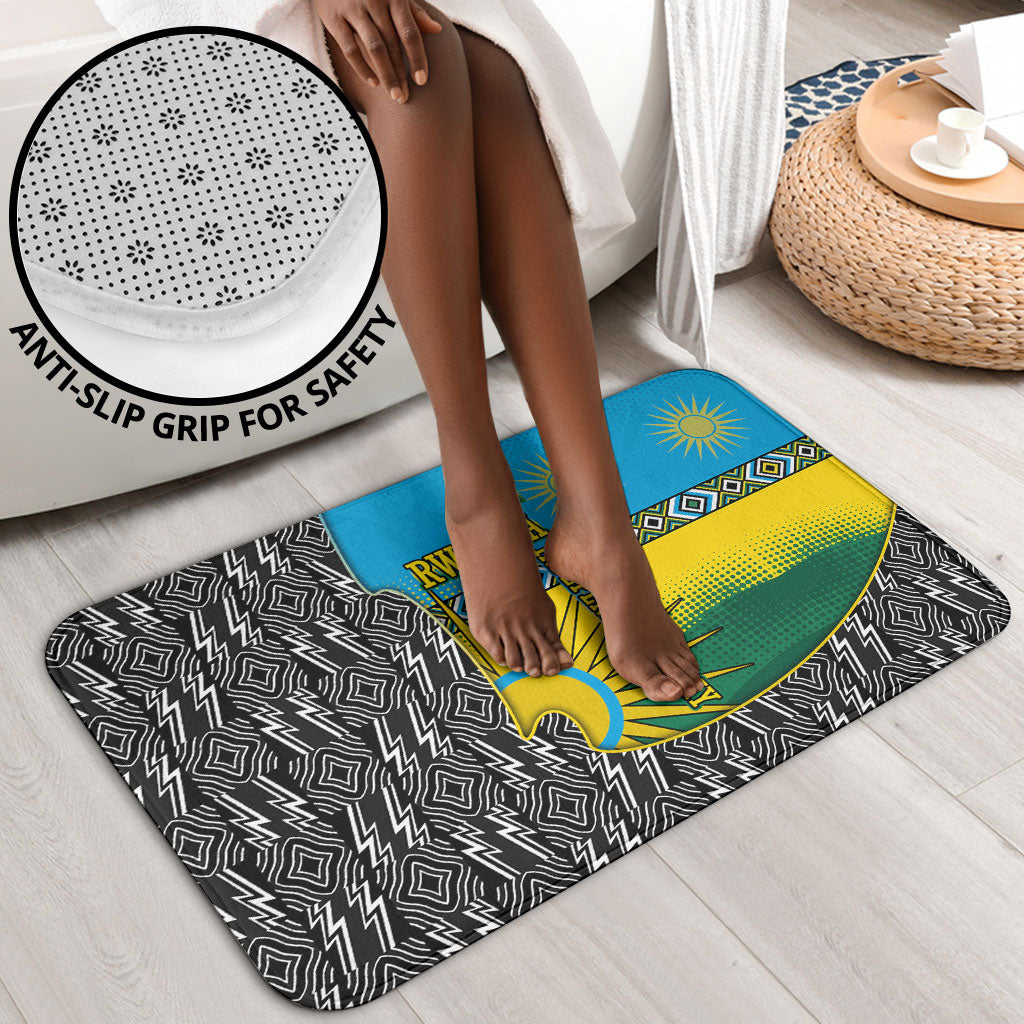 Rwanda Independence Day Unite Paix Progres Bathroom Set African Geometric Pattern - Power Fist And Coffee Branch Art