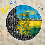 Rwanda Independence Day Unite Paix Progres Beach Blanket African Geometric Pattern - Power Fist And Coffee Branch Art