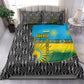Rwanda Independence Day Unite Paix Progres Bedding Set African Geometric Pattern - Power Fist And Coffee Branch Art
