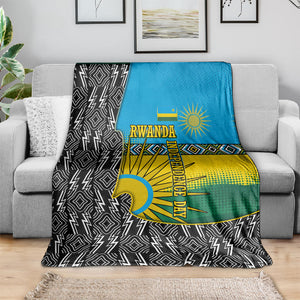 Rwanda Independence Day Unite Paix Progres Blanket African Geometric Pattern - Power Fist And Coffee Branch Art