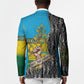 Rwanda Independence Day Unite Paix Progres Blazer African Geometric Pattern - Power Fist And Coffee Branch Art