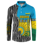 Rwanda Independence Day Unite Paix Progres Button Sweatshirt African Geometric Pattern - Power Fist And Coffee Branch Art
