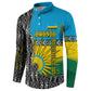 Rwanda Independence Day Unite Paix Progres Button Sweatshirt African Geometric Pattern - Power Fist And Coffee Branch Art