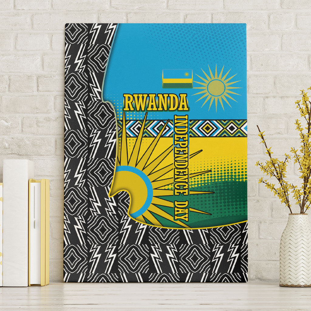 Rwanda Independence Day Unite Paix Progres Canvas Wall Art African Geometric Pattern - Power Fist And Coffee Branch Art