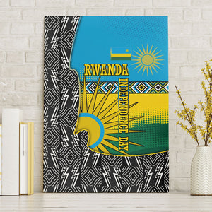 Rwanda Independence Day Unite Paix Progres Canvas Wall Art African Geometric Pattern - Power Fist And Coffee Branch Art