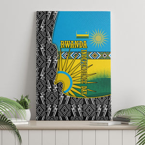 Rwanda Independence Day Unite Paix Progres Canvas Wall Art African Geometric Pattern - Power Fist And Coffee Branch Art