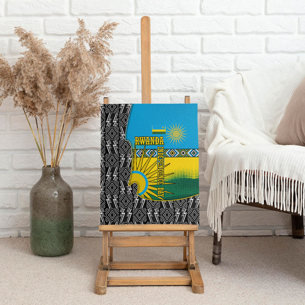 Rwanda Independence Day Unite Paix Progres Canvas Wall Art African Geometric Pattern - Power Fist And Coffee Branch Art