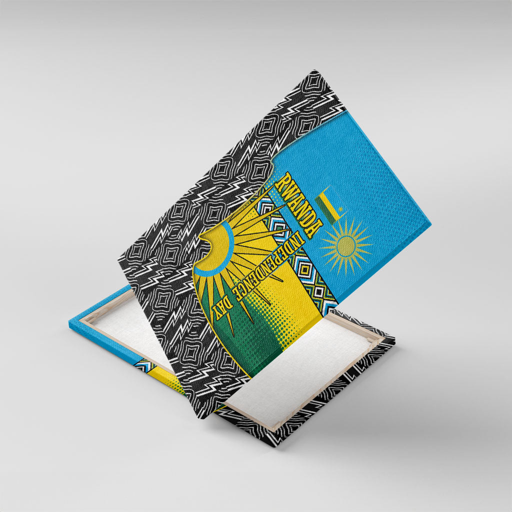 Rwanda Independence Day Unite Paix Progres Canvas Wall Art African Geometric Pattern - Power Fist And Coffee Branch Art