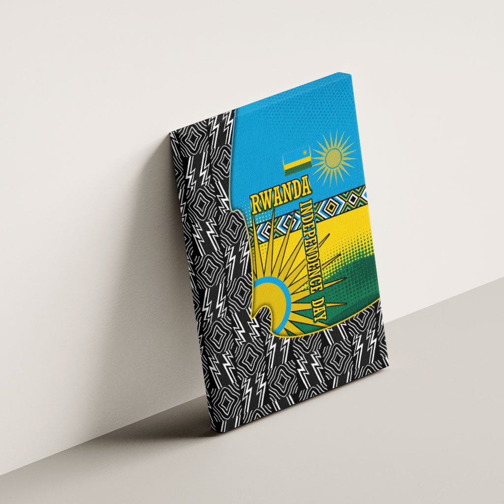 Rwanda Independence Day Unite Paix Progres Canvas Wall Art African Geometric Pattern - Power Fist And Coffee Branch Art