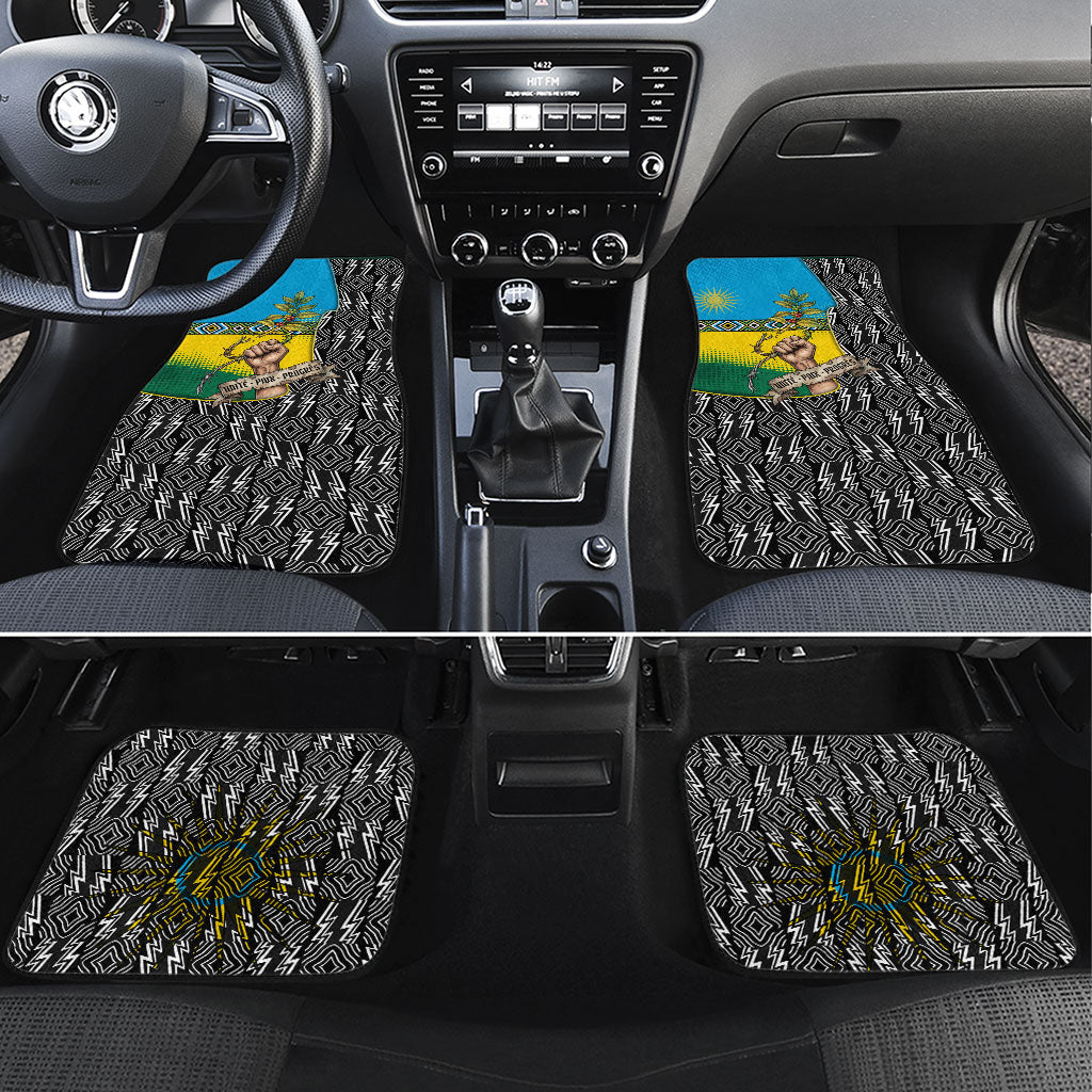 Rwanda Independence Day Unite Paix Progres Car Mats African Geometric Pattern - Power Fist And Coffee Branch Art
