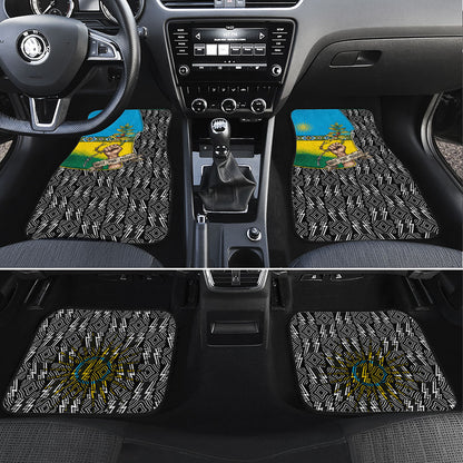 Rwanda Independence Day Unite Paix Progres Car Mats African Geometric Pattern - Power Fist And Coffee Branch Art