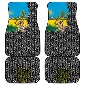 Rwanda Independence Day Unite Paix Progres Car Mats African Geometric Pattern - Power Fist And Coffee Branch Art