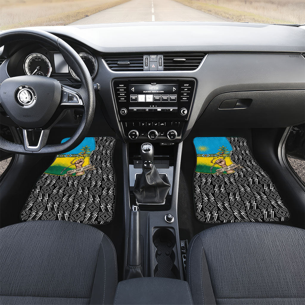 Rwanda Independence Day Unite Paix Progres Car Mats African Geometric Pattern - Power Fist And Coffee Branch Art