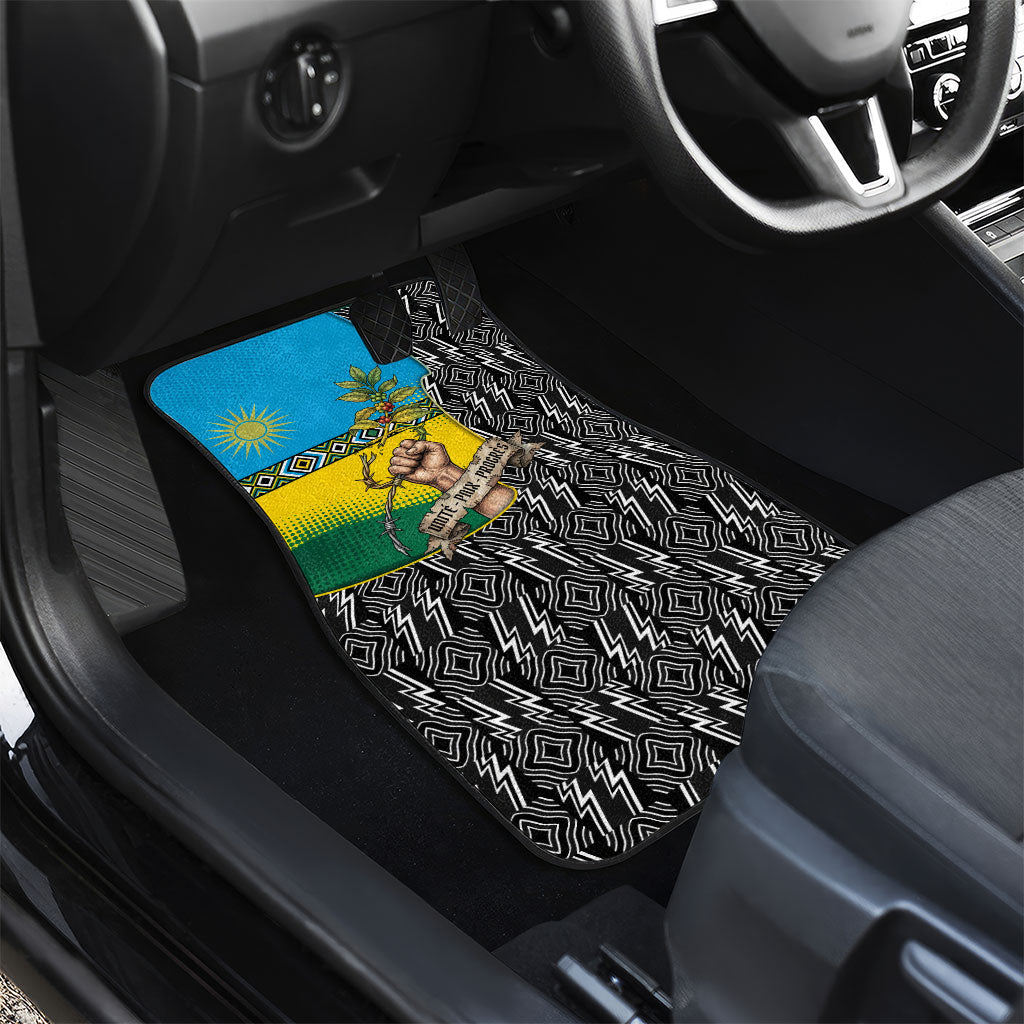 Rwanda Independence Day Unite Paix Progres Car Mats African Geometric Pattern - Power Fist And Coffee Branch Art