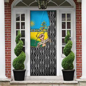 Rwanda Independence Day Unite Paix Progres Door Cover African Geometric Pattern - Power Fist And Coffee Branch Art