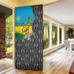 Rwanda Independence Day Unite Paix Progres Door Cover African Geometric Pattern - Power Fist And Coffee Branch Art