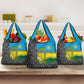 Rwanda Independence Day Unite Paix Progres Grocery Bag African Geometric Pattern - Power Fist And Coffee Branch Art