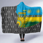 Rwanda Independence Day Unite Paix Progres Hooded Blanket African Geometric Pattern - Power Fist And Coffee Branch Art