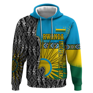 Rwanda Independence Day Unite Paix Progres Hoodie African Geometric Pattern - Power Fist And Coffee Branch Art
