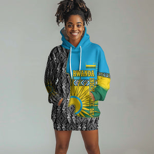 Rwanda Independence Day Unite Paix Progres Hoodie Dress African Geometric Pattern - Power Fist And Coffee Branch Art