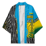 Rwanda Independence Day Unite Paix Progres Kimono African Geometric Pattern - Power Fist And Coffee Branch Art