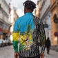 Rwanda Independence Day Unite Paix Progres Long Sleeve Button Shirt African Geometric Pattern - Power Fist And Coffee Branch Art