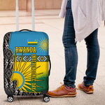 Rwanda Independence Day Unite Paix Progres Luggage Cover African Geometric Pattern - Power Fist And Coffee Branch Art