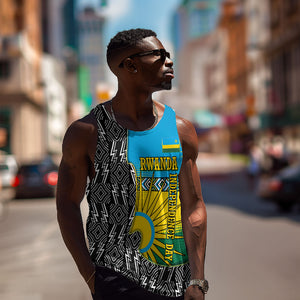 Rwanda Independence Day Unite Paix Progres Men Tank Top African Geometric Pattern - Power Fist And Coffee Branch Art