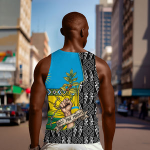 Rwanda Independence Day Unite Paix Progres Men Tank Top African Geometric Pattern - Power Fist And Coffee Branch Art