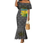 Rwanda Independence Day Unite Paix Progres Mermaid Dress African Geometric Pattern - Power Fist And Coffee Branch Art