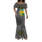 Rwanda Independence Day Unite Paix Progres Mermaid Dress African Geometric Pattern - Power Fist And Coffee Branch Art