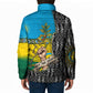 Rwanda Independence Day Unite Paix Progres Padded Jacket African Geometric Pattern - Power Fist And Coffee Branch Art