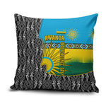 Rwanda Independence Day Unite Paix Progres Pillow Cover African Geometric Pattern - Power Fist And Coffee Branch Art