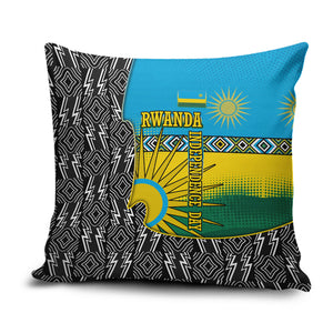 Rwanda Independence Day Unite Paix Progres Pillow Cover African Geometric Pattern - Power Fist And Coffee Branch Art