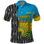 Rwanda Independence Day Unite Paix Progres Polo Shirt African Geometric Pattern - Power Fist And Coffee Branch Art