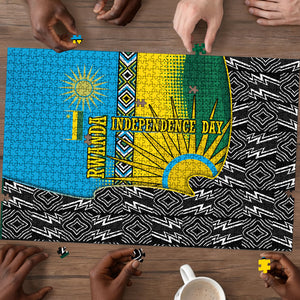Rwanda Independence Day Unite Paix Progres Puzzle African Geometric Pattern - Power Fist And Coffee Branch Art