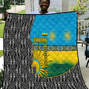 Rwanda Independence Day Unite Paix Progres Quilt African Geometric Pattern - Power Fist And Coffee Branch Art