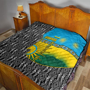Rwanda Independence Day Unite Paix Progres Quilt African Geometric Pattern - Power Fist And Coffee Branch Art