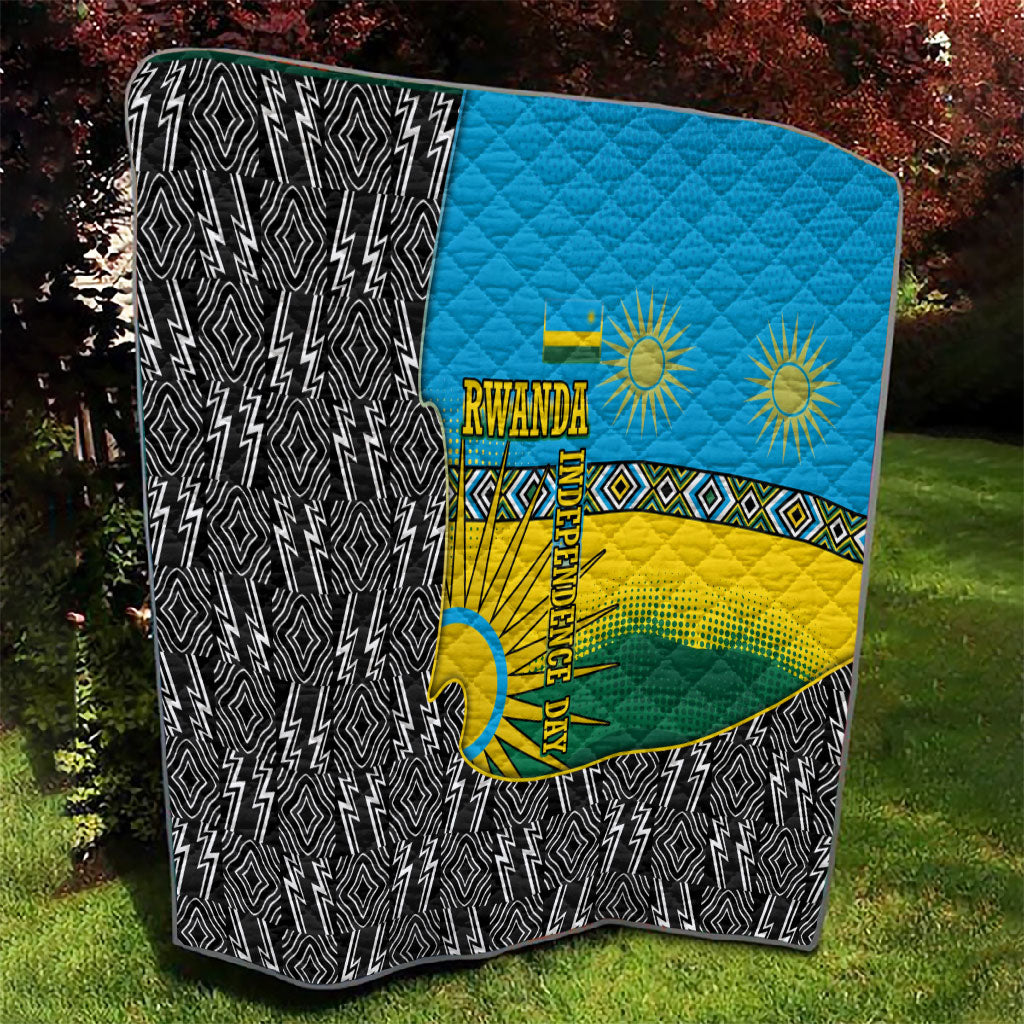 Rwanda Independence Day Unite Paix Progres Quilt African Geometric Pattern - Power Fist And Coffee Branch Art
