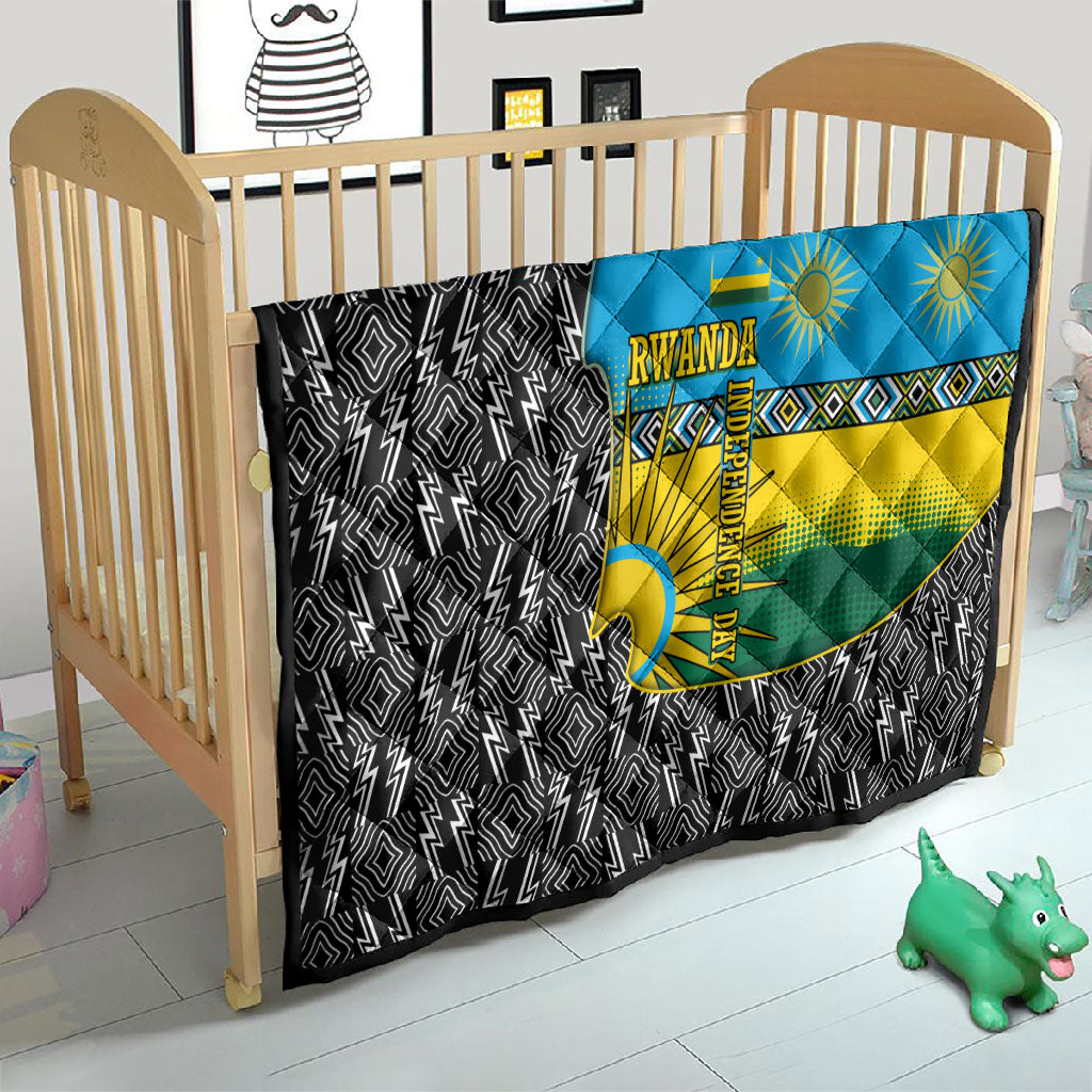Rwanda Independence Day Unite Paix Progres Quilt African Geometric Pattern - Power Fist And Coffee Branch Art