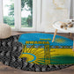 Rwanda Independence Day Unite Paix Progres Round Carpet African Geometric Pattern - Power Fist And Coffee Branch Art