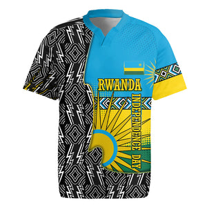 Rwanda Independence Day Unite Paix Progres Rugby Jersey African Geometric Pattern - Power Fist And Coffee Branch Art