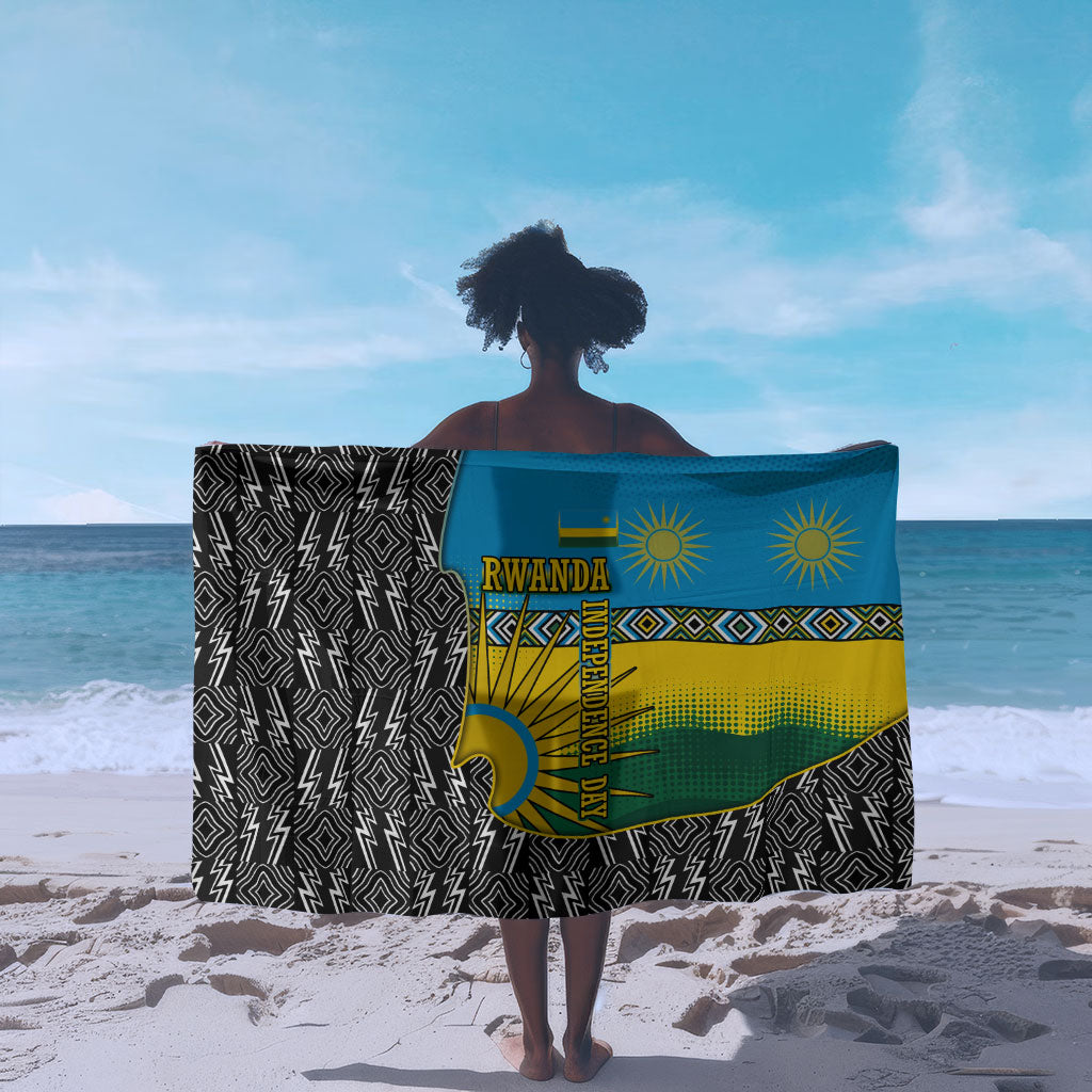 Rwanda Independence Day Unite Paix Progres Sarong African Geometric Pattern - Power Fist And Coffee Branch Art