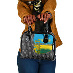 Rwanda Independence Day Unite Paix Progres Shoulder Handbag African Geometric Pattern - Power Fist And Coffee Branch Art