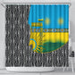Rwanda Independence Day Unite Paix Progres Shower Curtain African Geometric Pattern - Power Fist And Coffee Branch Art